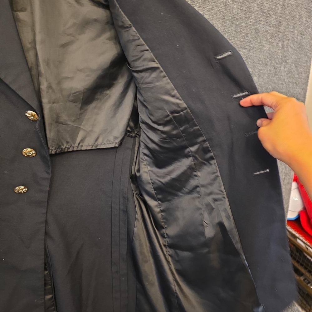 Bremen-Bowdon Suit Jacket Mens 40R Blue Polyester Wool Army Dress ROTC Uniform - Picture 9 of 16